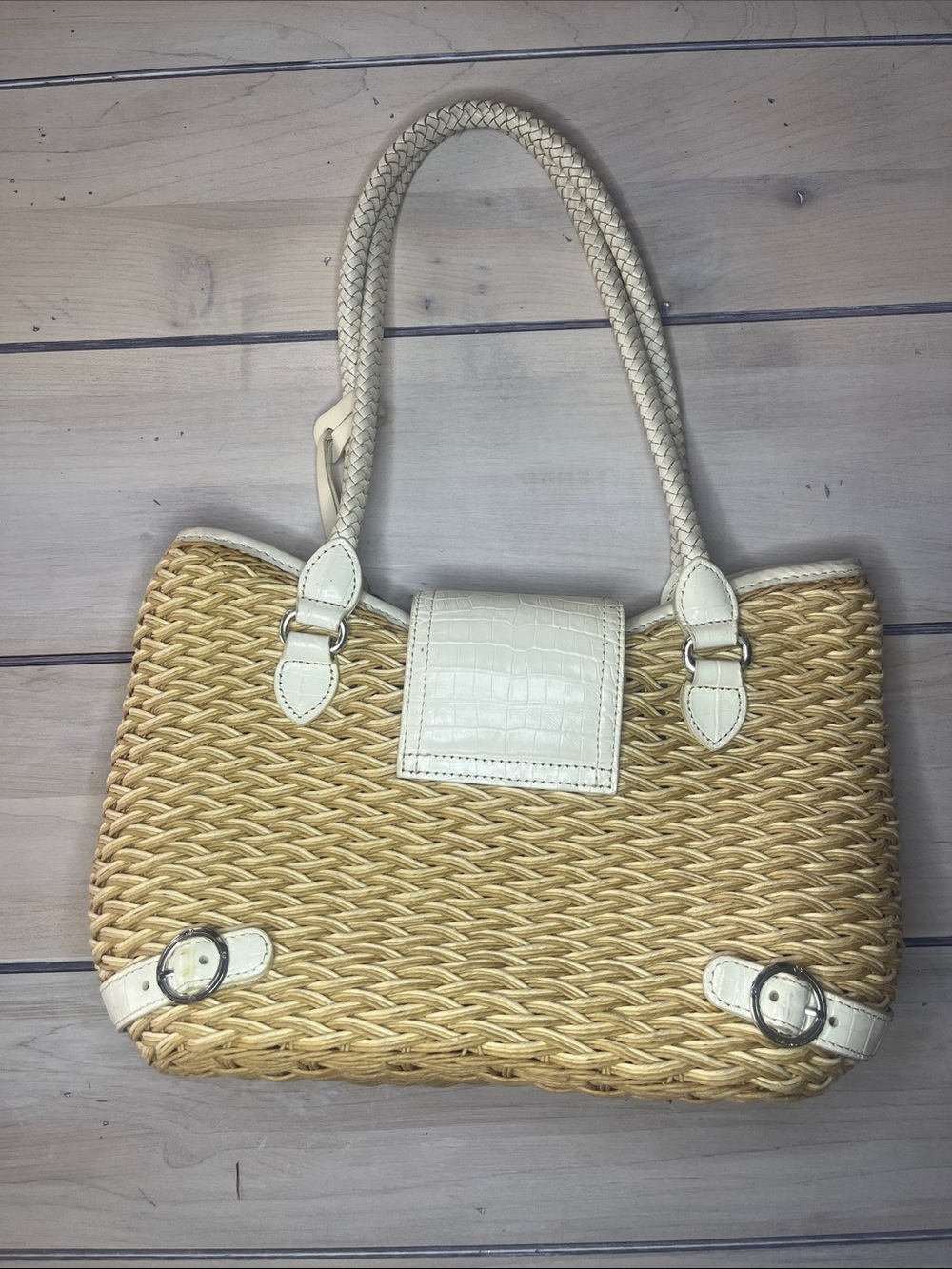 Brighton Woven Straw Tote with Cream Leather Trim - Women Bags - Picture 2 of 8